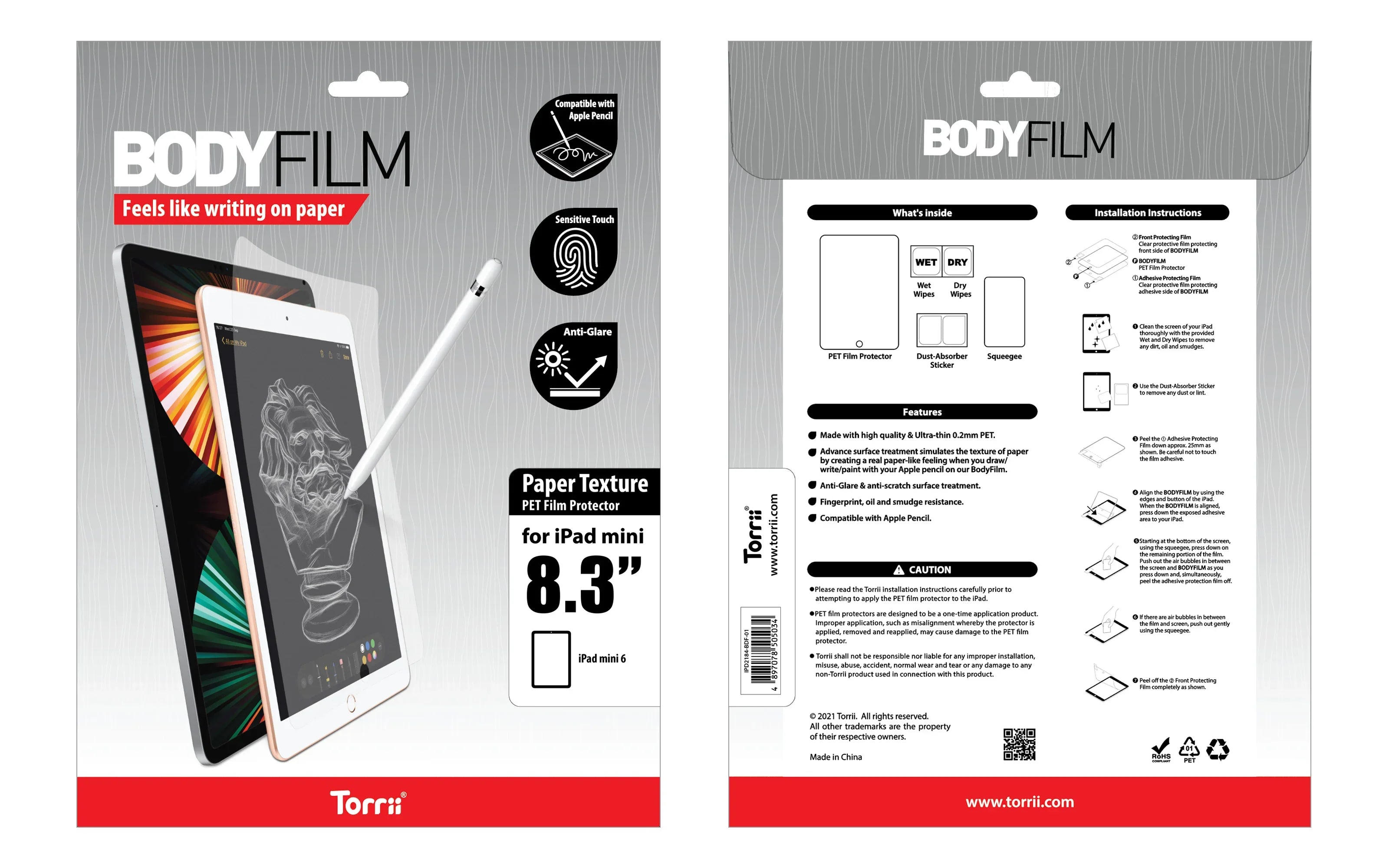Torrii Bodyfilm iPad Mini 7 & 6 Paper Like Screen Protector - Clear - Tashqila Torrii Bodyfilm iPad Mini 7 & 6 Paper Like Screen Protector - Clear - Tashqila
